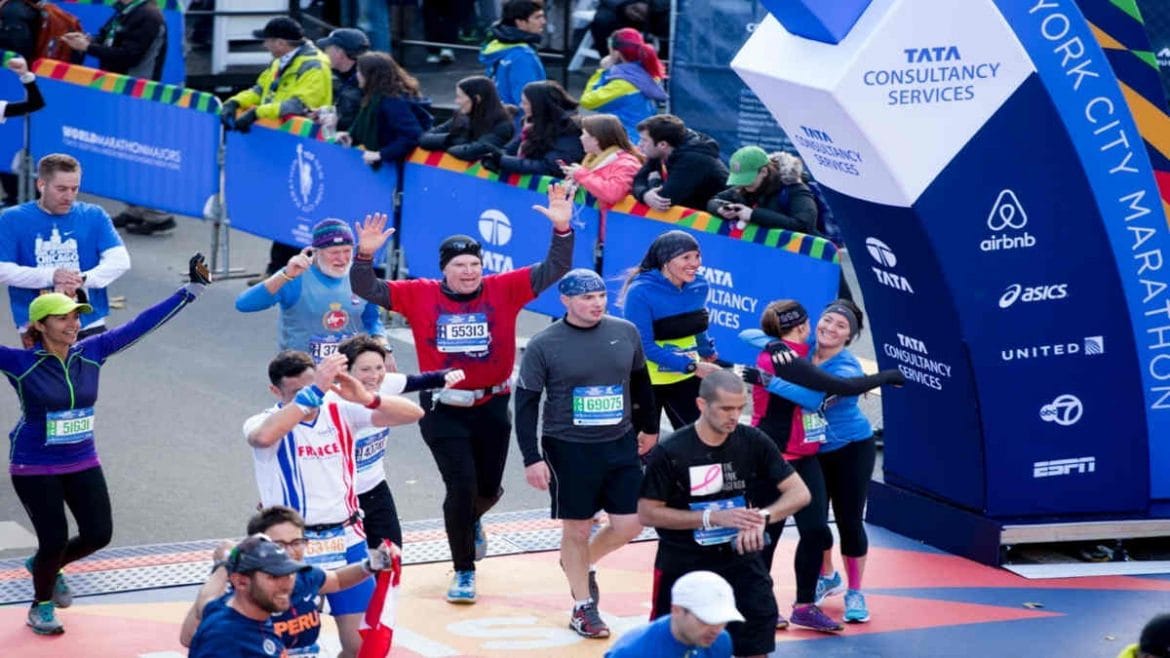 línea de meta de una maratón