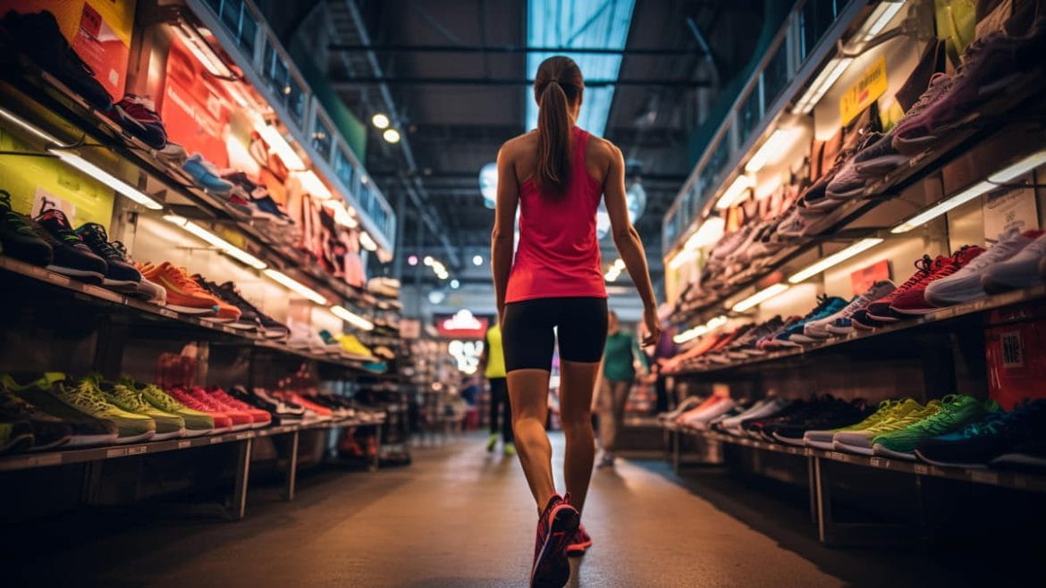 Chica comprando zapatillas de running