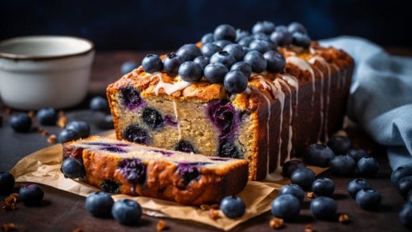 Pan de plátano con arándanos