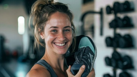 Chica con sus zapatillas de entrenamiento