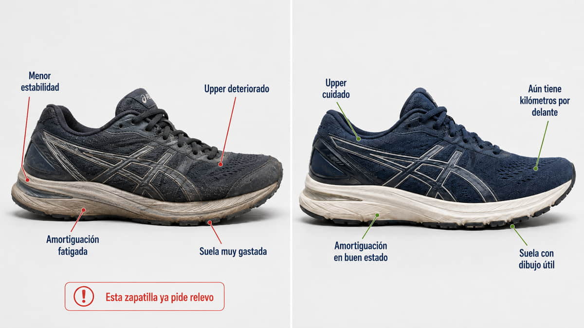 zapatilla running deteriorada vs zapatilla running ok