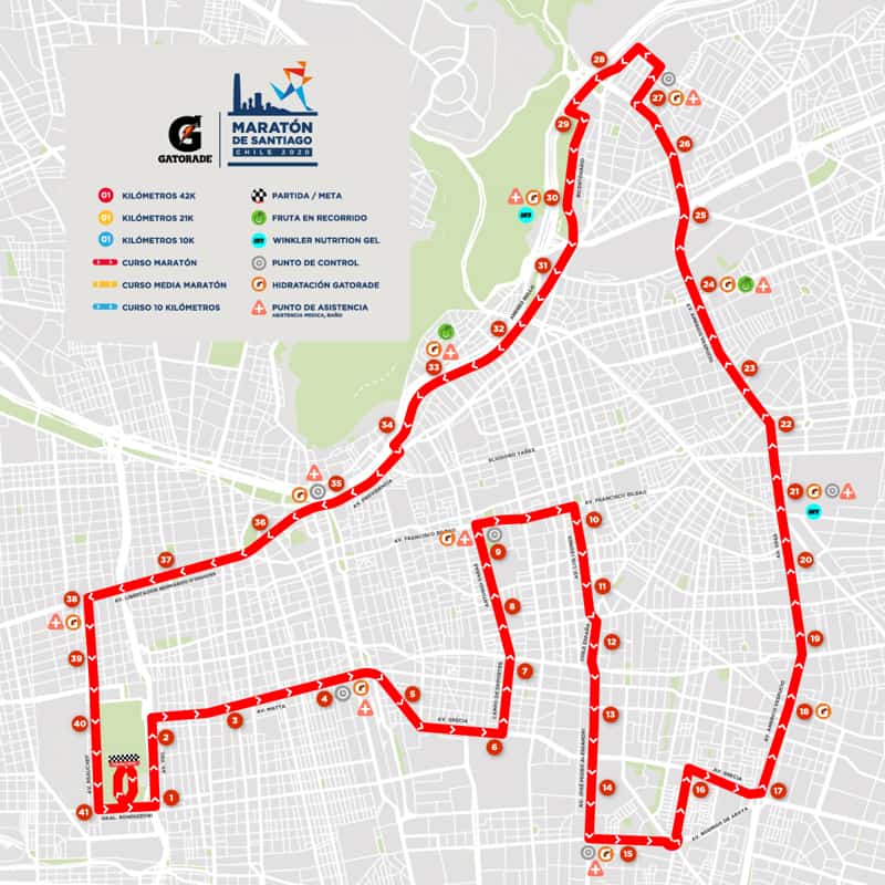 Recorrido maratón de Santiago de Chile