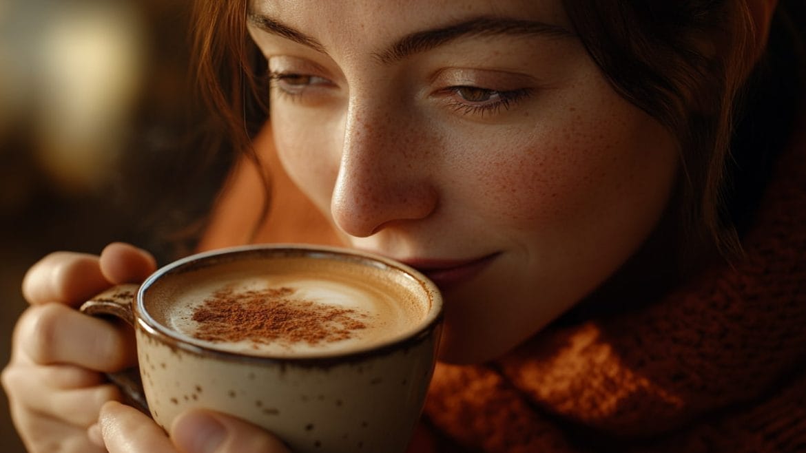 Chica bebiendo café